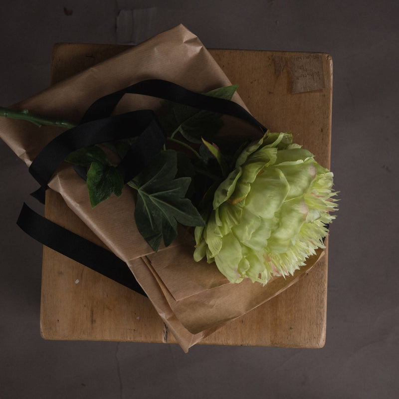 Faux Single Stem Green Peony