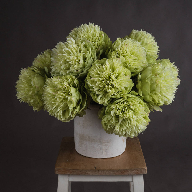 Faux Single Stem Green Peony