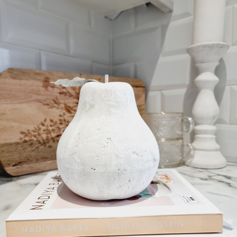 White Wash Stone Pear Ornament - 2 Sizes