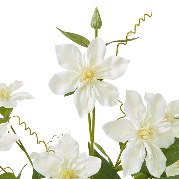 Faux Cream Pearl Clematis Spray