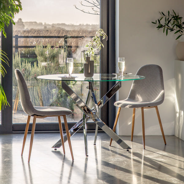 Gleamsteel Round Glass Dining Table