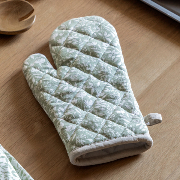 Sage Floral Oven Glove