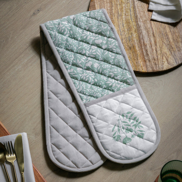 Sage Floral Double Oven Glove