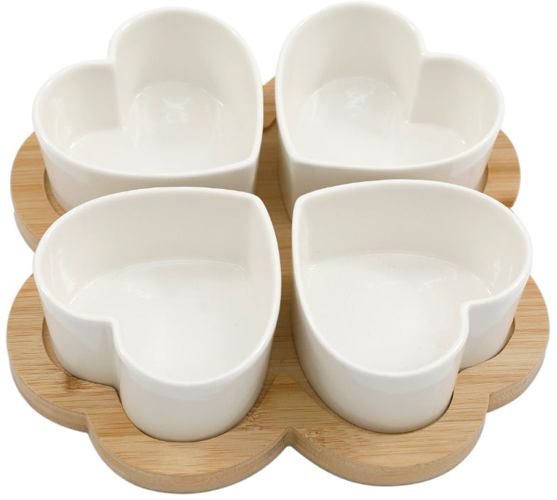 Love Heart Shaped Set of 4 Snacking Bowls and Tray