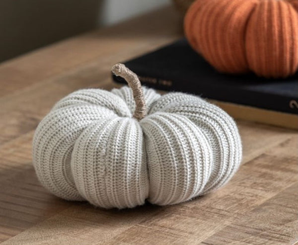 Cream and Rust Knitted Pumpkin