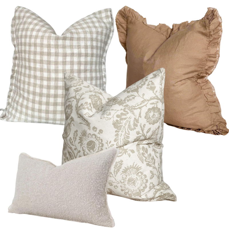 Willow Brown and Cream Cottage Cushion Set