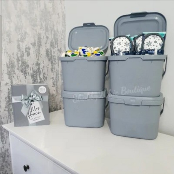 Recycled Grey Stackable Storage Caddy with Lid & Handle(Seconds)