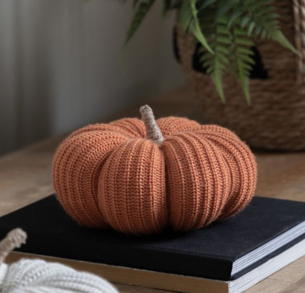 Cream and Rust Knitted Pumpkin