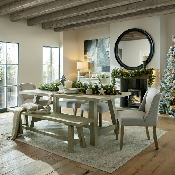 Willowbrook Rectangular Pine Dining Table. Sat in a farmhouse style dining room