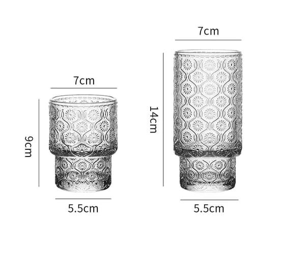 Embossed Elegance Glass Cups (2 Sizes)