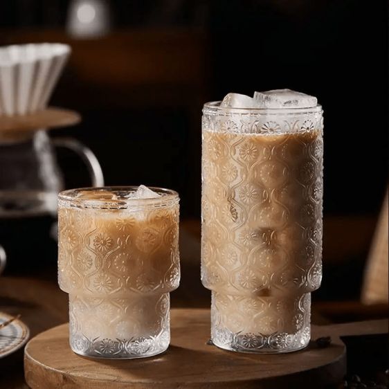 Embossed Elegance Glass Cups (2 Sizes)