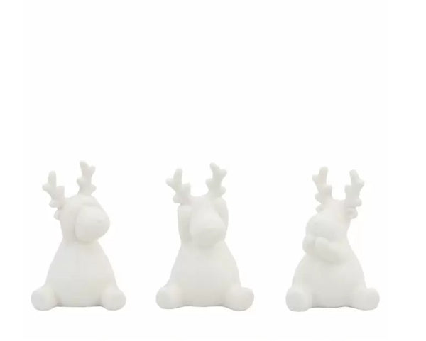 Reindeer with LED White Set of 3