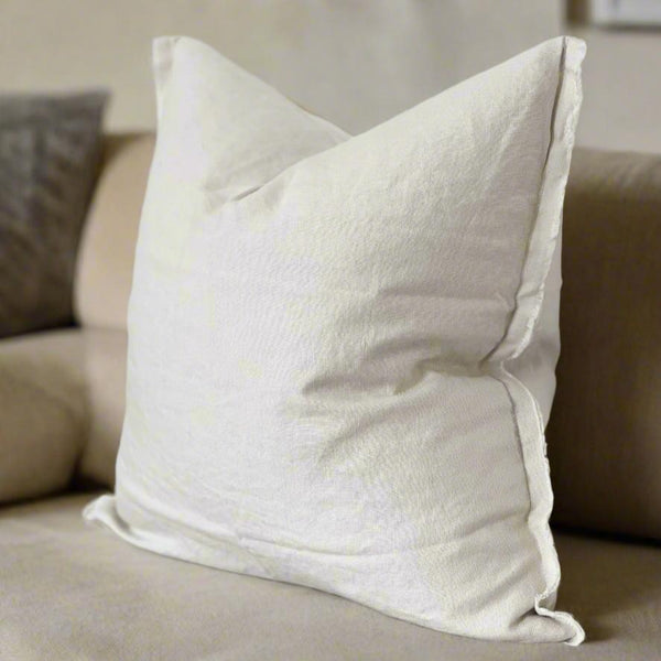 Weathered Edge Cream Linen Square Cushion 45×45cm